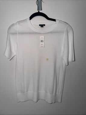 Ann Taylor White Short Sleeve Knit Top